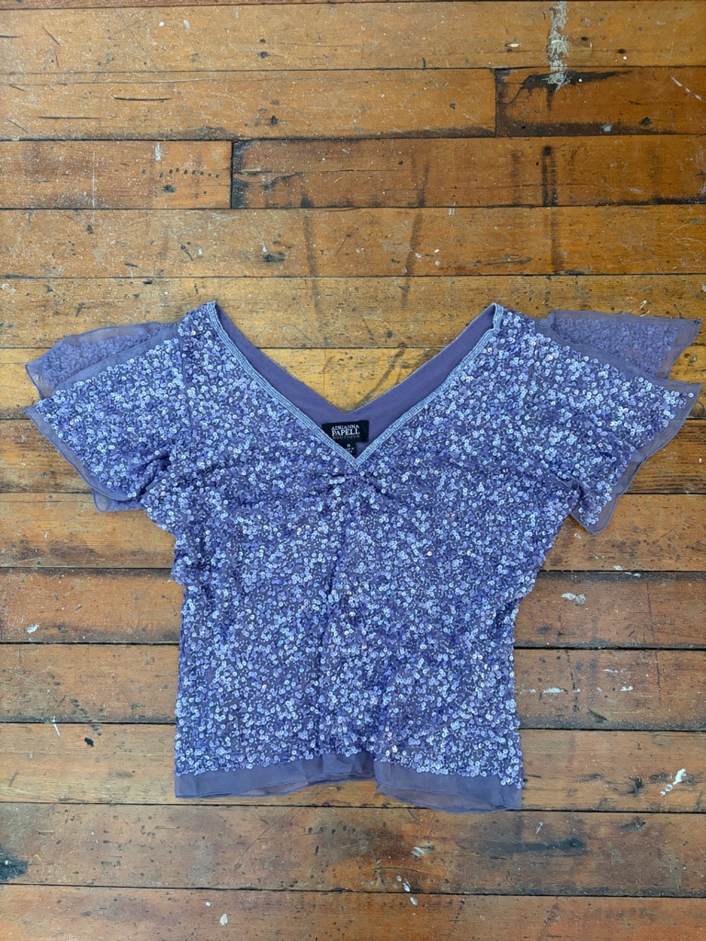 Vintage 90s Adrianna Papell silk beaded + sequin trophy top